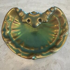 Antique ZSOLNAY Art Nouveau Iridescent Eosin Glaze Porcelain Venus Shell Bowl